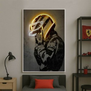 Quadro resina e led neon Vinil Branco, resina, MDF E LED 80cm x 150cm 4x0 Brilho resina e led neon acompanha fonte energia